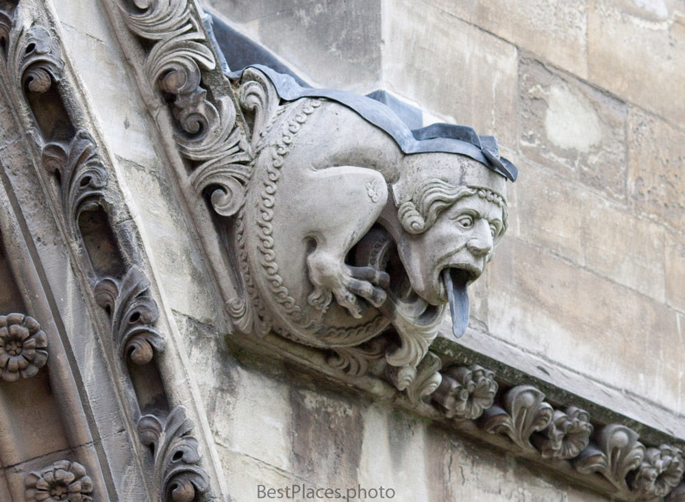 Westminster Abbey gargoyle as rooftop drainpipe